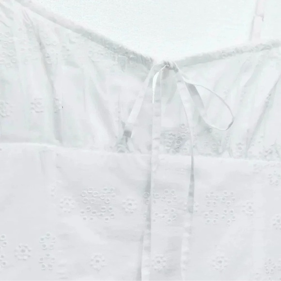 ZARA EMBROIDERED WHITE DRESS WITH BOWS - Picture 5 of 7